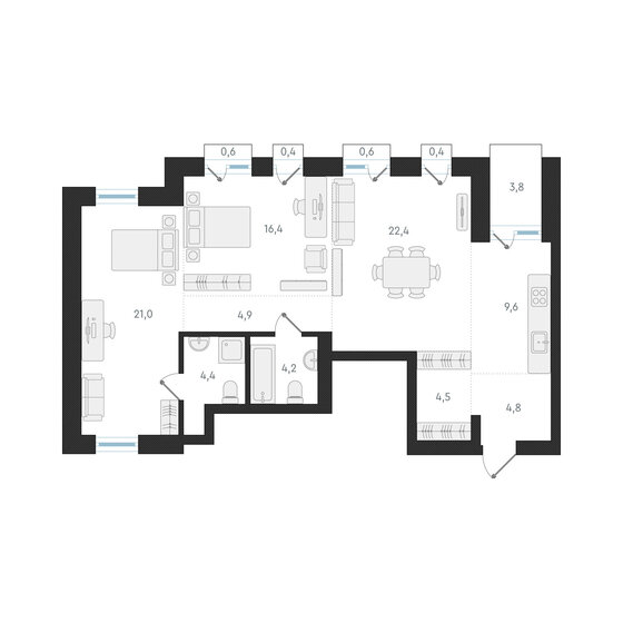 92,2 м², 3-комнатная квартира 16 000 000 ₽ - изображение 1