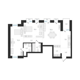 Квартира 92,2 м², 3-комнатная - изображение 1