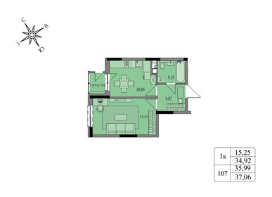 39,4 м², 1-комнатная квартира 4 415 040 ₽ - изображение 10