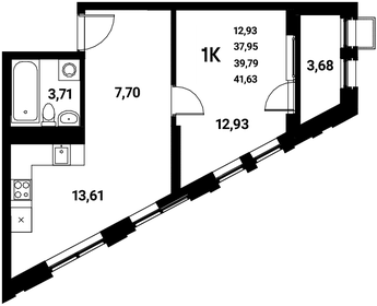 Квартира 39,8 м², 1-комнатная - изображение 1