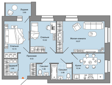 Квартира 70 м², 3-комнатная - изображение 1