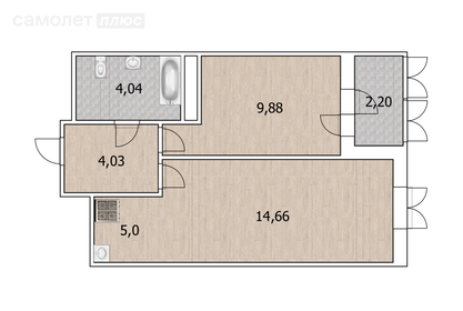 Квартира 38,8 м², 1-комнатная - изображение 1