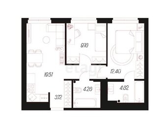 Квартира 54,5 м², 2-комнатная - изображение 1