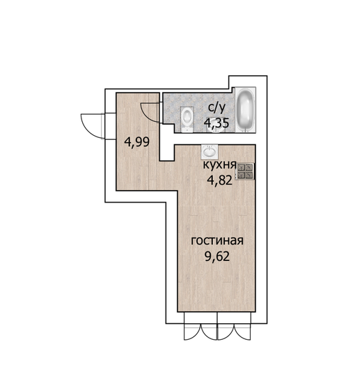 23,8 м², квартира-студия 6 180 000 ₽ - изображение 1