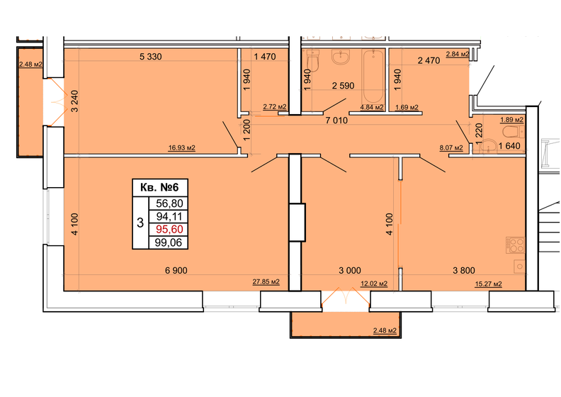 95,6 м², 3-комнатная квартира 17 972 800 ₽ - изображение 1