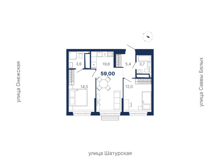 59 м², 2-комнатная квартира 10 990 714 ₽ - изображение 1