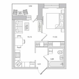 Квартира 38,8 м², 1-комнатная - изображение 1