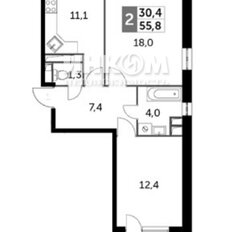 Квартира 58,8 м², 2-комнатная - изображение 1