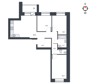 Квартира 75 м², 3-комнатная - изображение 2