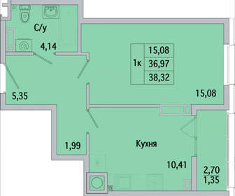 Квартира 38,3 м², 1-комнатная - изображение 1