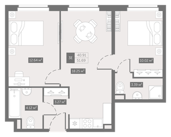 51,8 м², 2-комнатные апартаменты 8 013 384 ₽ - изображение 24