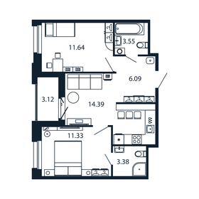 53,5 м², 2-комнатная квартира 6 897 888 ₽ - изображение 104