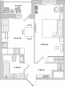 Квартира 43,9 м², 1-комнатная - изображение 1