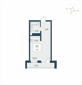 Квартира 34,2 м², студия - изображение 1