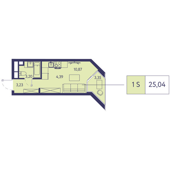 25 м², 1-комнатная квартира 11 268 000 ₽ - изображение 1