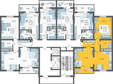 50,8 м², 2-комнатная квартира 12 000 000 ₽ - изображение 153