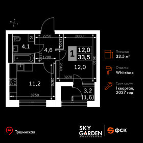 Квартира 33,5 м², 1-комнатная - изображение 1