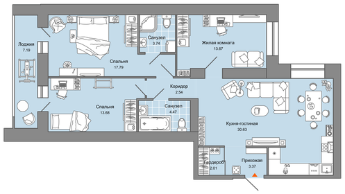 Квартира 96 м², 4-комнатная - изображение 1