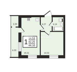 Квартира 44,1 м², 1-комнатная - изображение 1