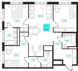 79,3 м², 3-комнатная квартира 6 900 000 ₽ - изображение 59