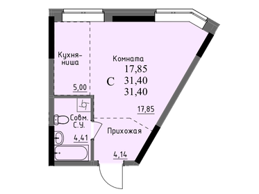 28 м², квартира-студия 1 300 000 ₽ - изображение 73