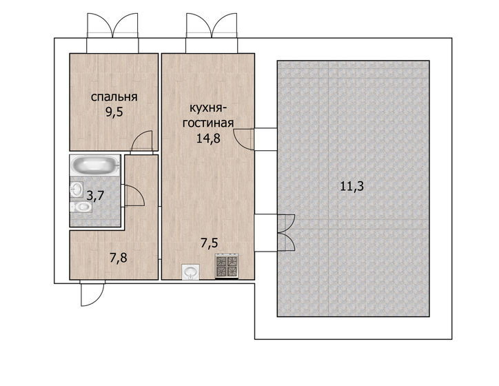 54,6 м², 2-комнатная квартира 7 900 000 ₽ - изображение 1