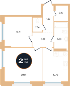 67,5 м², 2-комнатная квартира 15 585 570 ₽ - изображение 1