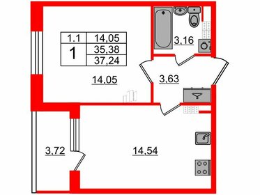 35,7 м², 1-комнатная квартира 6 350 154 ₽ - изображение 22