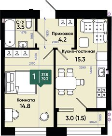 Квартира 39,4 м², 1-комнатная - изображение 1