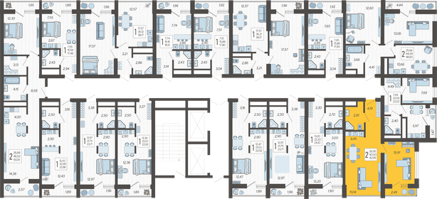 42,8 м², 2-комнатная квартира 16 099 650 ₽ - изображение 47