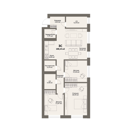100,1 м², квартира-студия 15 521 700 ₽ - изображение 1