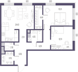 81,7 м², 2-комнатная квартира 30 646 336 ₽ - изображение 13