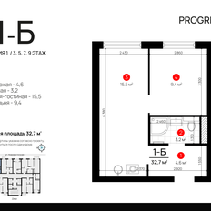 Квартира 32,7 м², 1-комнатная - изображение 2