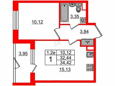 32,4 м², 1-комнатная квартира 6 000 215 ₽ - изображение 1