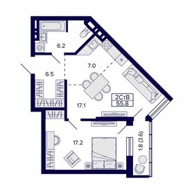 56 м², 2-комнатная квартира 9 184 000 ₽ - изображение 84