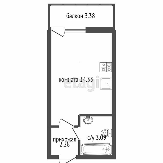 21,2 м², квартира-студия 6 800 000 ₽ - изображение 1