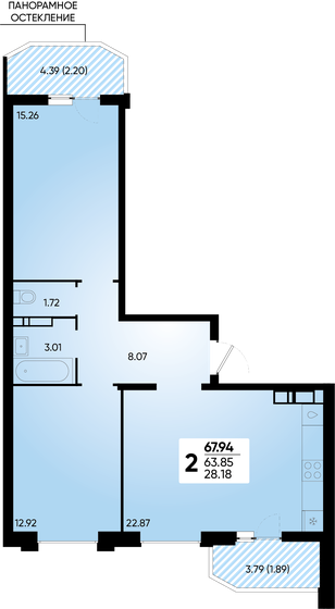 67,9 м², 2-комнатная квартира 9 260 222 ₽ - изображение 10