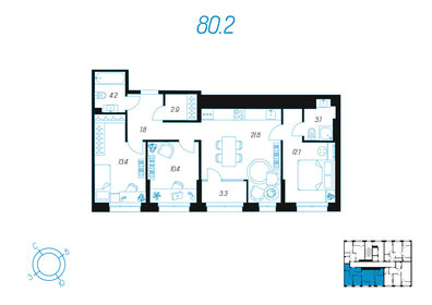 Квартира 80,2 м², 3-комнатная - изображение 1