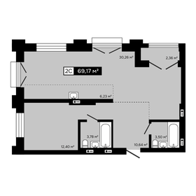 Квартира 69,2 м², студия - изображение 1
