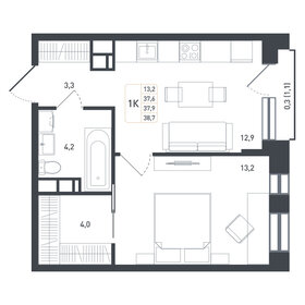 Квартира 37,9 м², 1-комнатная - изображение 1