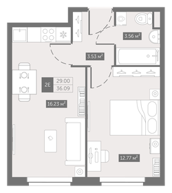35,7 м², 1-комнатные апартаменты 5 878 480 ₽ - изображение 24