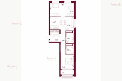 Квартира 62 м², 2-комнатная - изображение 1