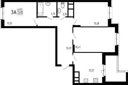 77,8 м², 3-комнатная квартира 12 900 000 ₽ - изображение 36