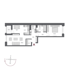 68,9 м², 2-комнатная квартира 15 100 000 ₽ - изображение 43