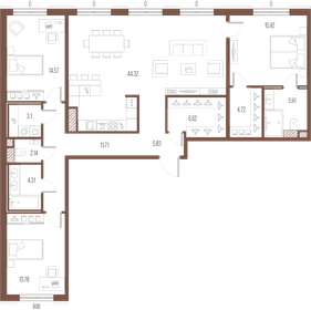 135,5 м², 3-комнатная квартира 45 017 360 ₽ - изображение 9