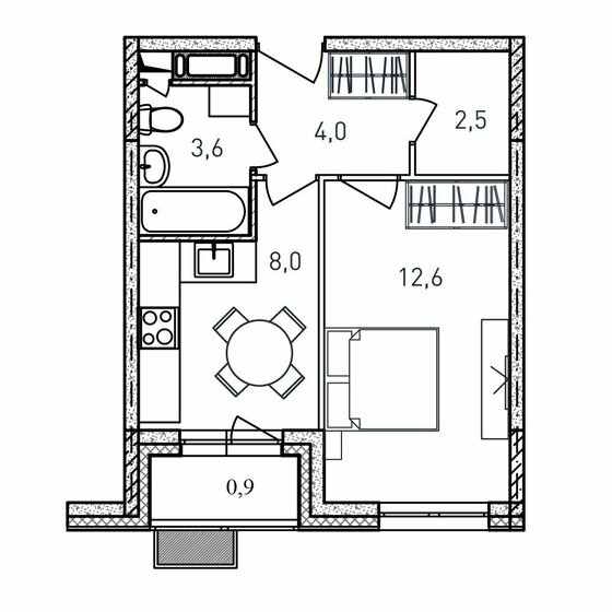 31,6 м², 1-комнатная квартира 6 035 600 ₽ - изображение 1