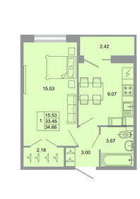 Квартира 34 м², 1-комнатная - изображение 1