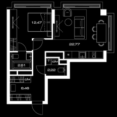 Квартира 48,3 м², 1-комнатная - изображение 2