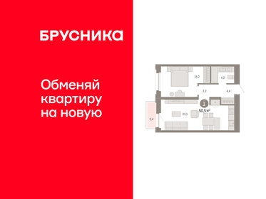 Квартира 50,5 м², 1-комнатная - изображение 1
