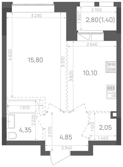 38,6 м², 1-комнатная квартира 10 570 716 ₽ - изображение 1